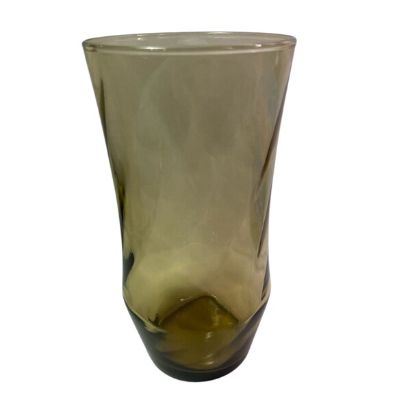 Vintage Libbey Optic Swirl Tumbler Smoked Brown Iced Tea Glass MCM 6” - Picture 2 of 12